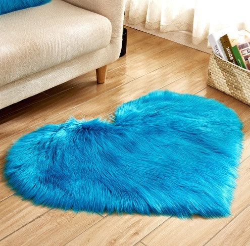 Plush Heart Shaped Carpet Non-Slip Mat Fluffy Rug Floor Mat Blanket