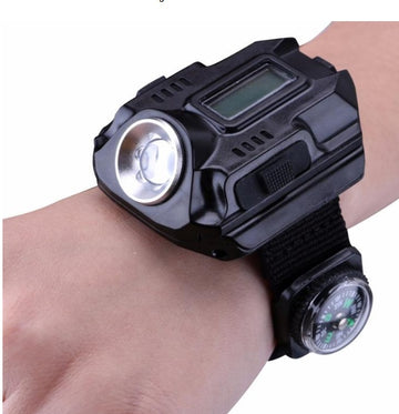 Tactical Flashlight with 4 Modes USB Charging, Time Display, Compass and Clock