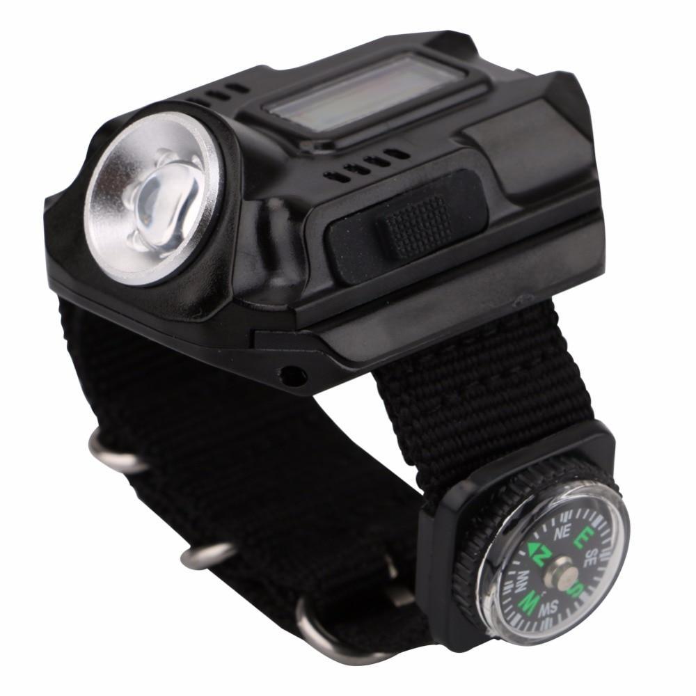 Tactical Flashlight with 4 Modes USB Charging, Time Display, Compass and Clock