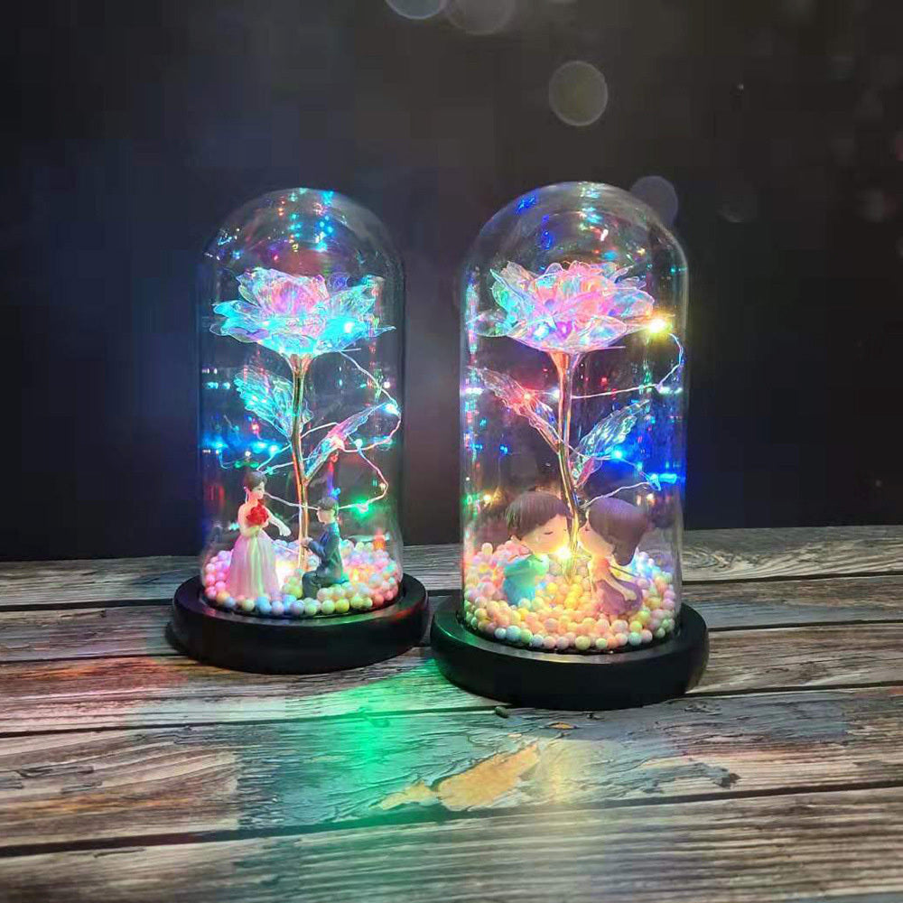 Eternal Beauty LED Artificial Rose Covered in Glass for the Perfect Gift